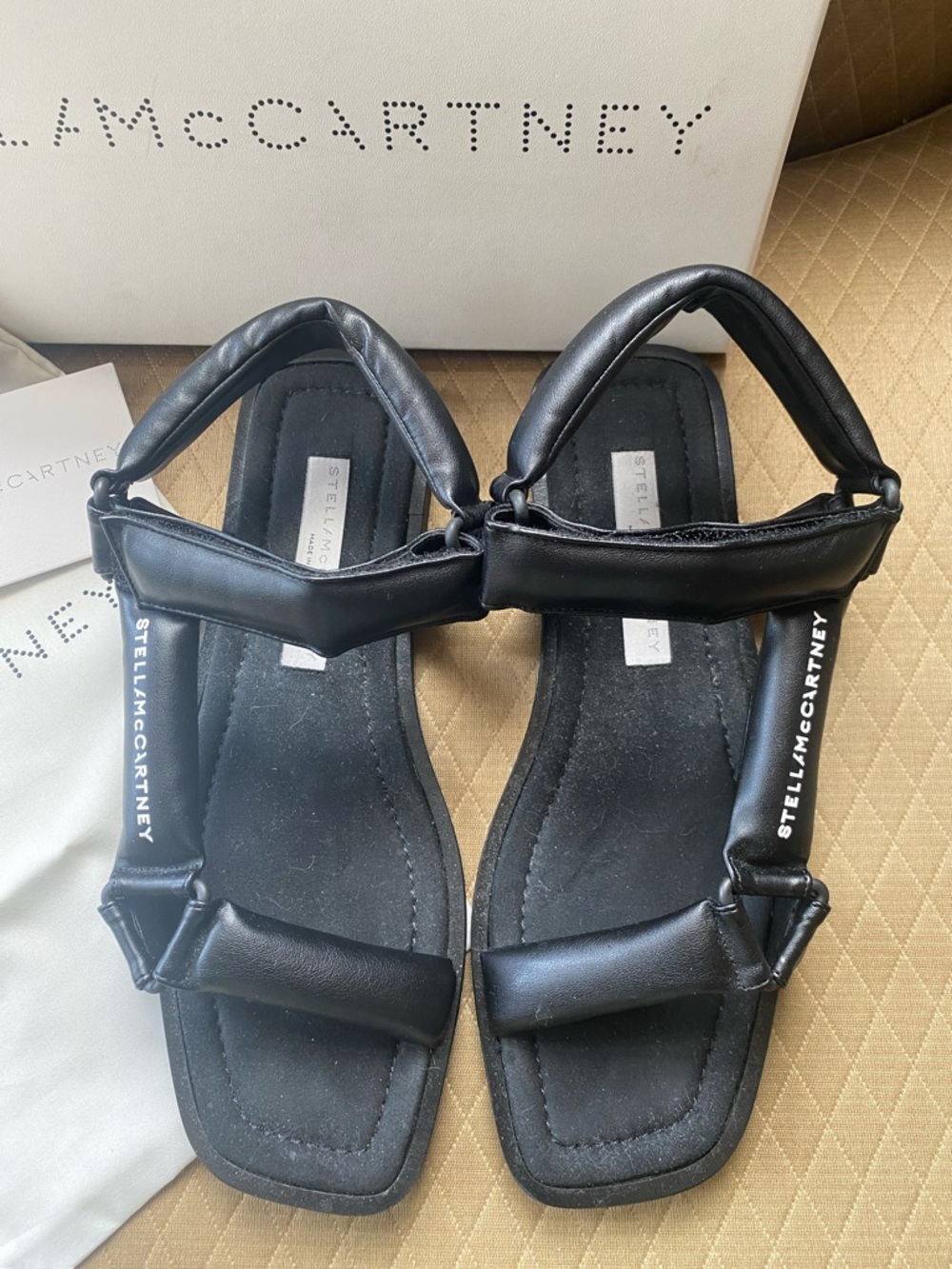 Stella McCartney logo-print faux leather sandals - full inclusion